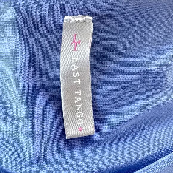 Last Tango Dress Dusty Blue Size Medium Knee Length Career Bodycon Open Sleeves - Picture 12 of 14